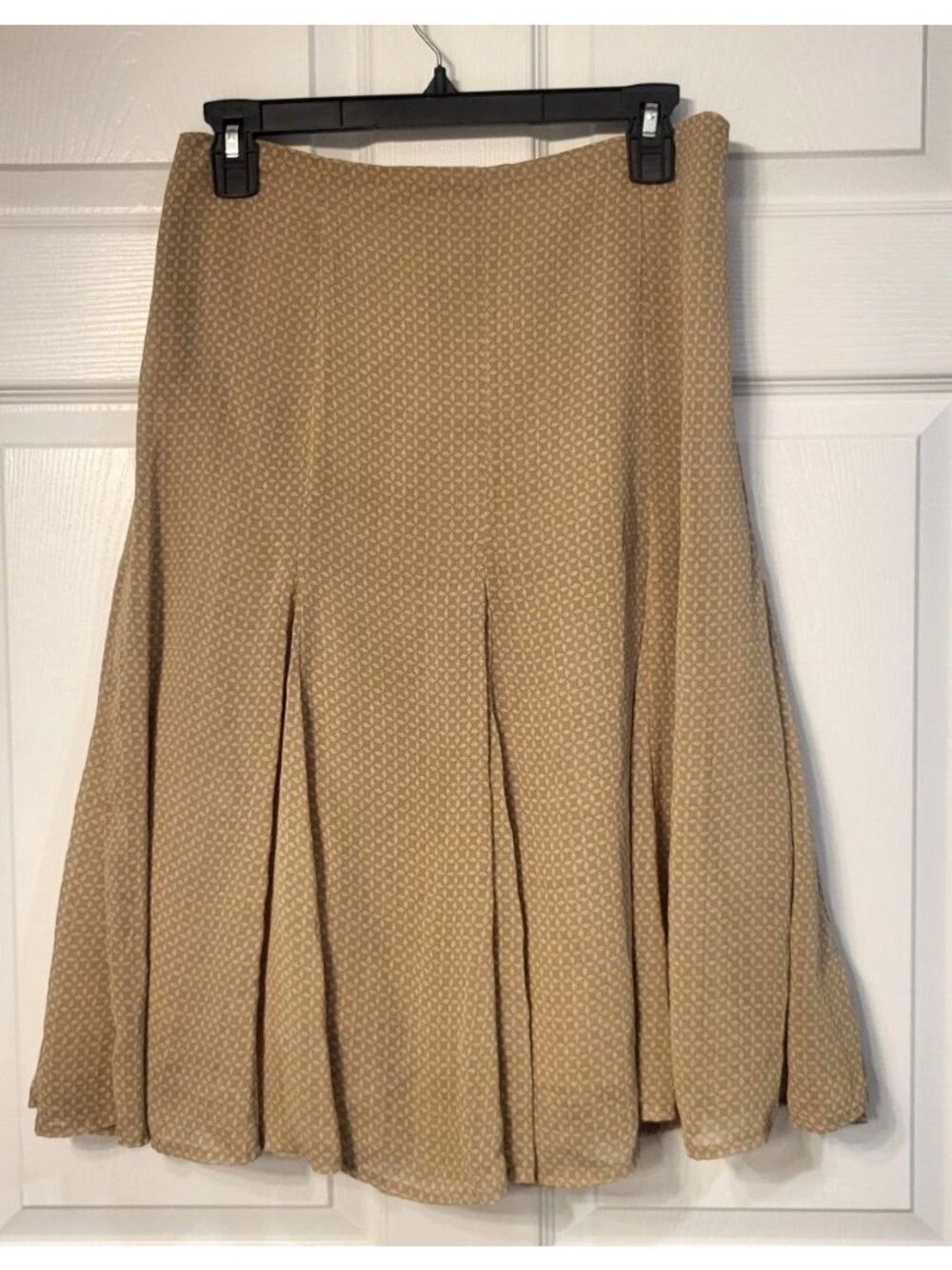 Womens George Tan Patterned Chiffon A-Line Pleated Skirt Size 8 Modest Feminine